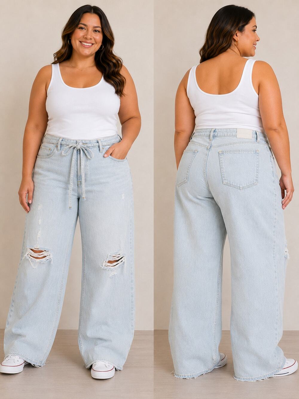 Universal Thread Light Wash Wide Leg Distressed Jeans